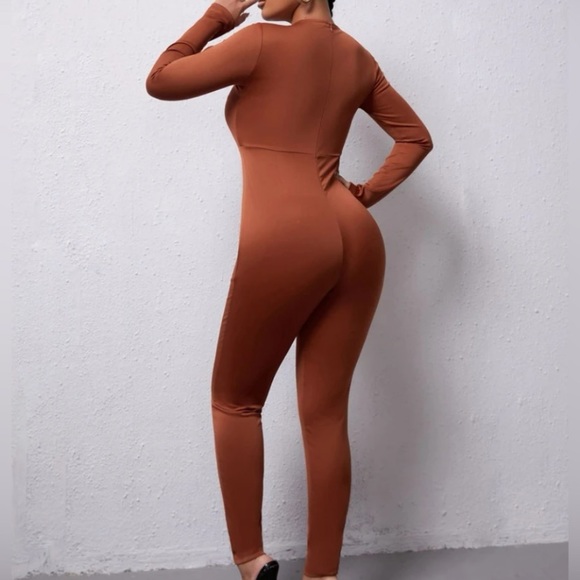 Cut Out Wrap Cross Unitard Jumpsuit - Picture 2 of 3